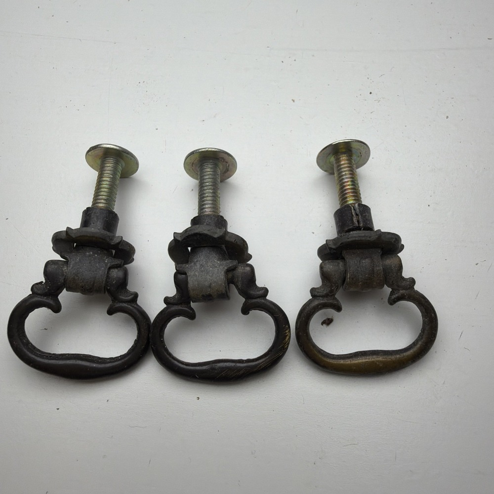 Vintage Brass Drawer Pulls Lot Of 3